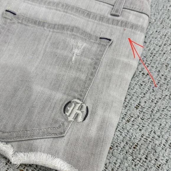 Rich & Skinny Gray Distressed Denim Shorts Size 27 Cutoff Frayed Hem Made in USA - Picture 7 of 10